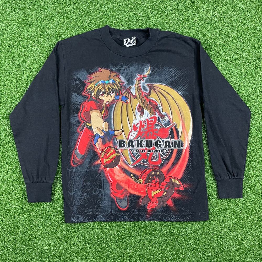 Vintage Bakugan Battle Brawlers Youth Black Long Sleeve T-Shirt Crewneck Anime S